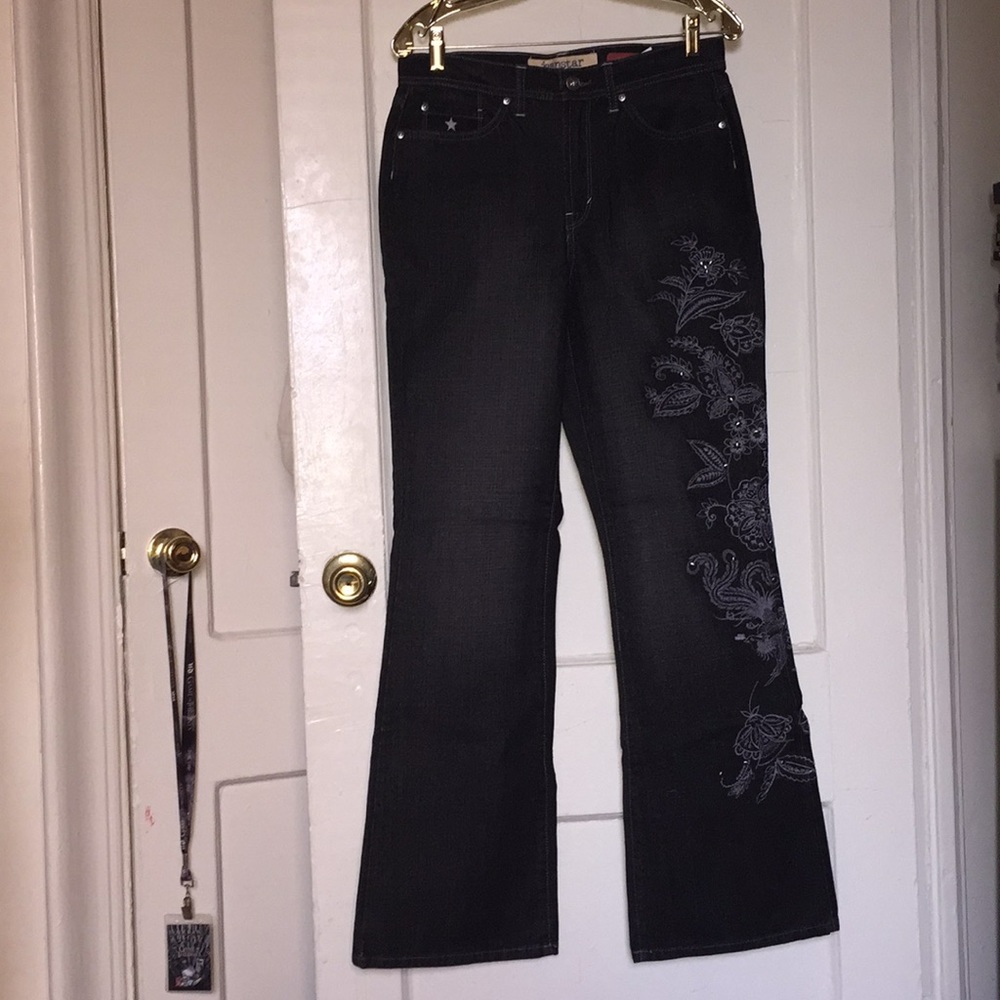 NWOT Jeanstar embroidered black jeans